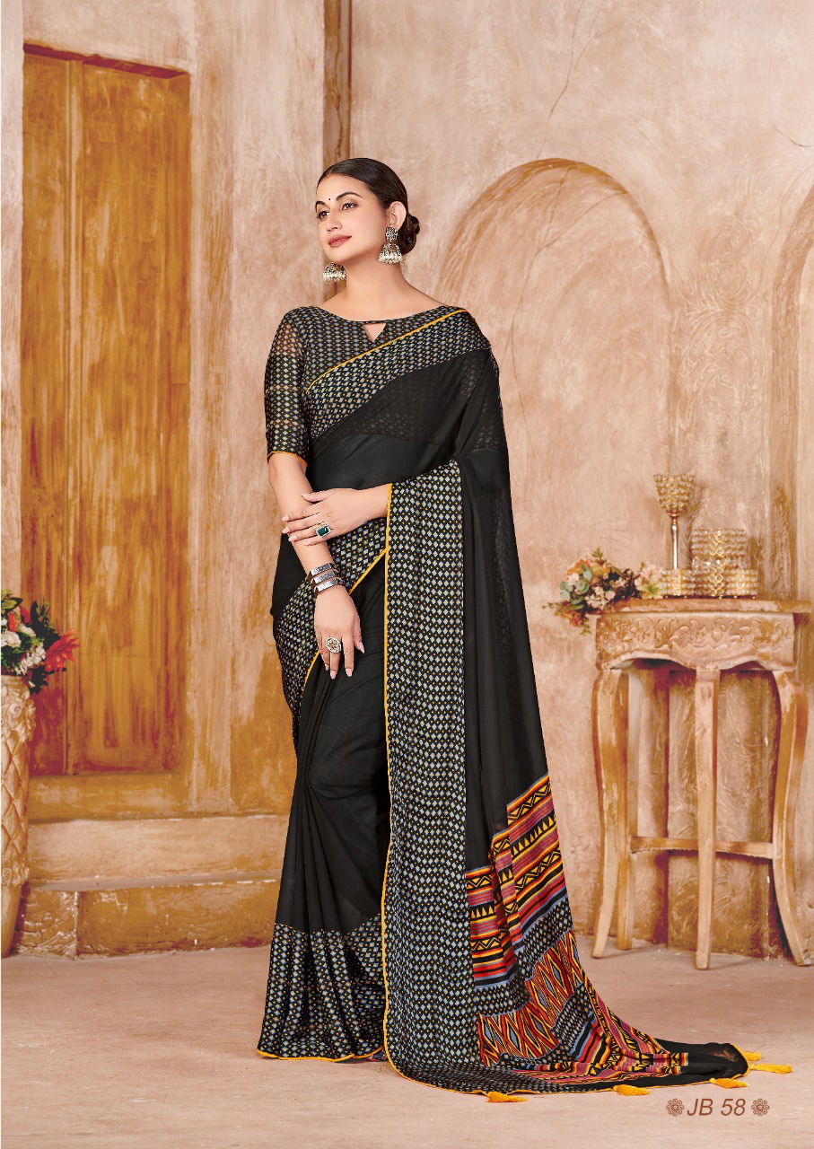 Stavan Jeevika Black 6 Exclusive Designer Wear Georgette Sarees Catalog
